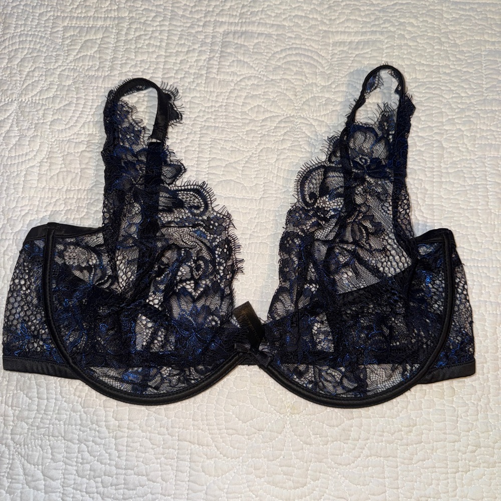 Honey Birdette black and blue lace bra